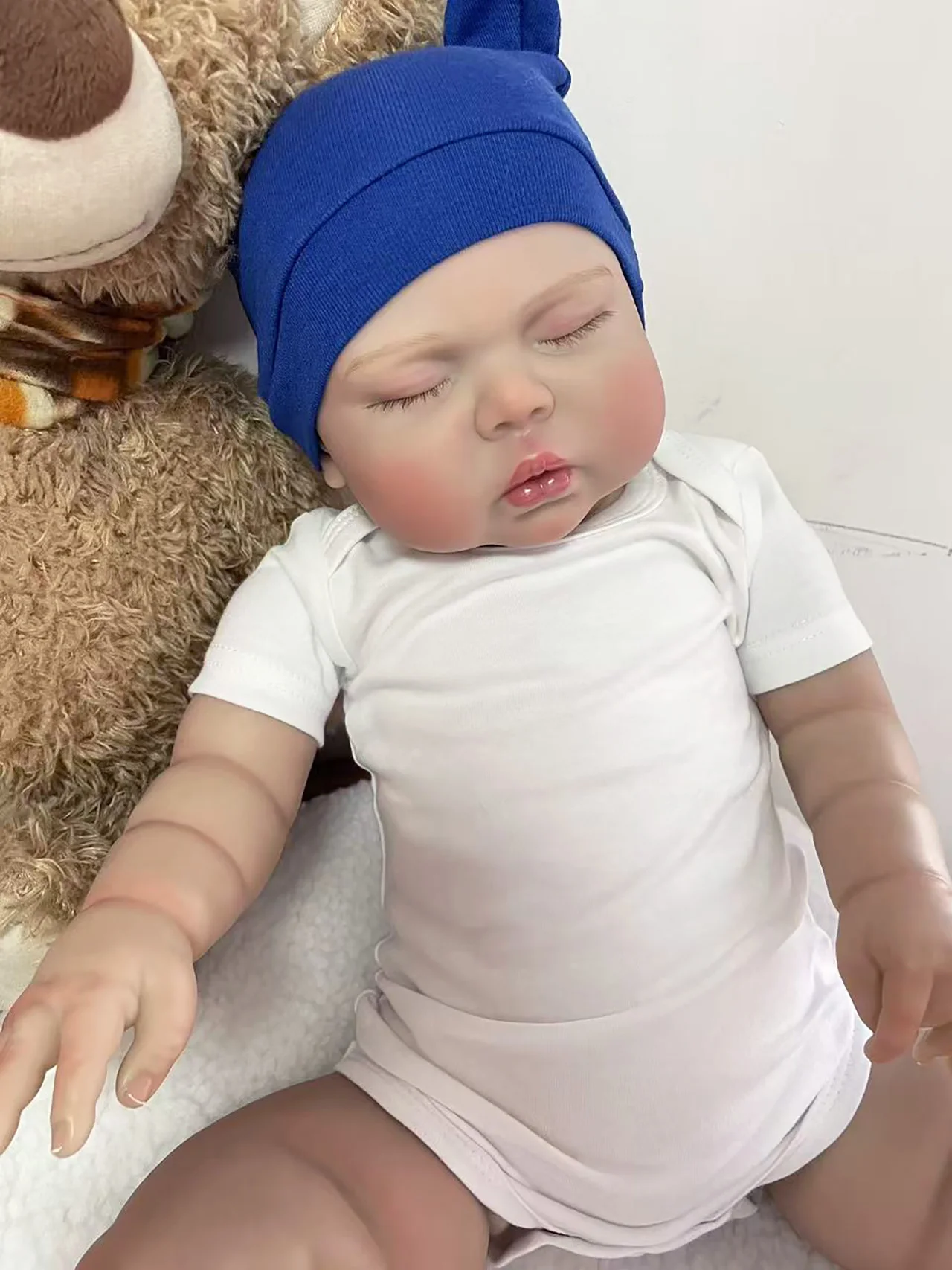 Baby Products Hair - 24인치 리본 인형, 짙은 파란색 모자와
